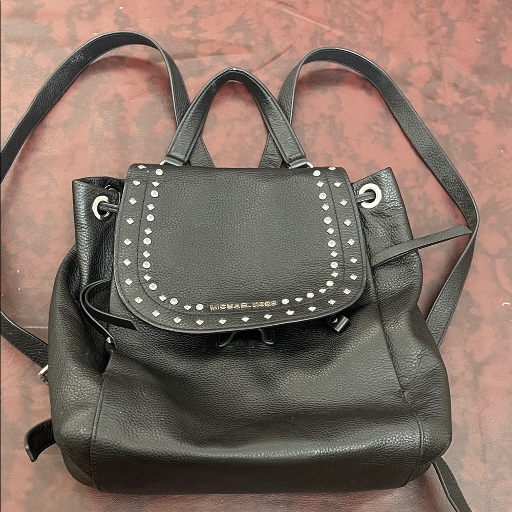 Michael Kors Riley Black Leather Studded Backpack